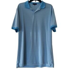 Peter Millar Crown Crafted Polo Blue And White Stripe Size Large